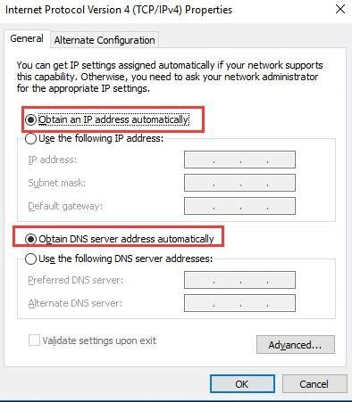 Ethernet doesn't have a valid ip configuration